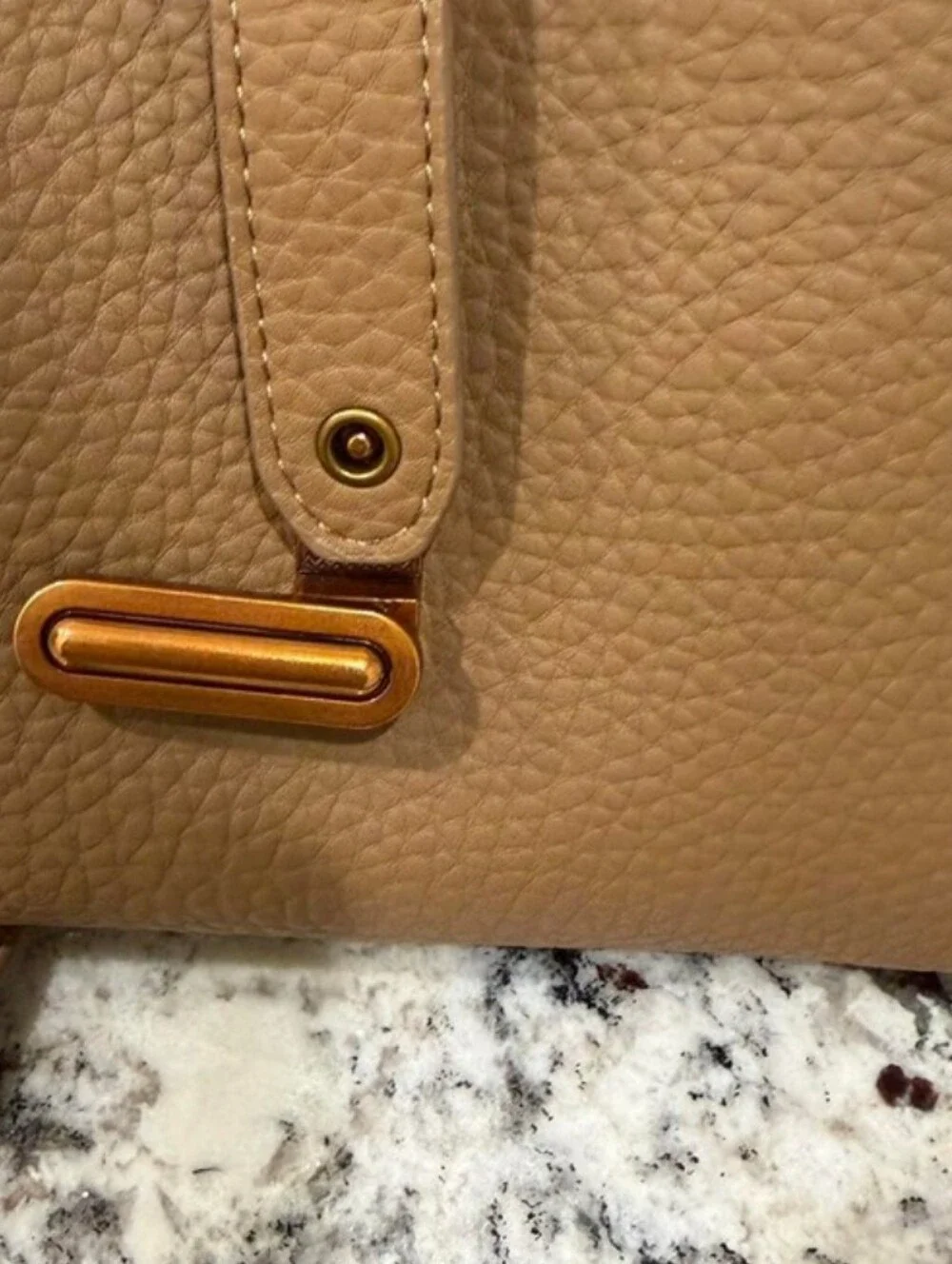 Tan Faux Leather Shoulder Crossbody Bag Purse Like New